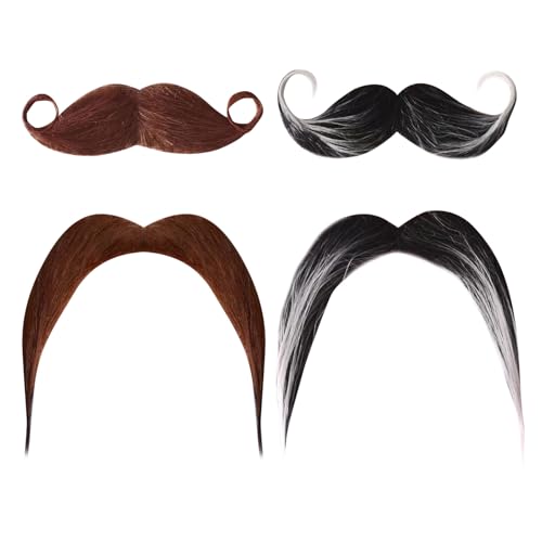 SAIIURV 4PCS Schnurrbart zum Ankleben, Schnauzer zum Ankleben, Fake Bart Selbstklebend, Fake Mustache, Lustige 80er Jahre Bart Kostüm Falscher Bärte Schnurrbart für Halloween Cosplay Geburtstag (4PCS) SAIIURV 4PCS Schnurrbart zum Ankleben, Schnauzer zum Ankleben, Fake Bart Selbstklebend, Fake Mustache, Lustige 80er Jahre Bart Kostüm Falscher Bärte Schnurrbart für Halloween Cosplay Geburtstag (4PCS) von SAIIURV