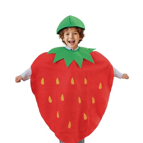 SAIIURV Erdbeerkostüm Kinder Erdbeer Kostüm Kinder, Kinderkostüm Erdbeere Jungen Mädchen, Obst Kostüm, Lustiges Obstkostüm für Halloween Karneval Cosplay (Rot) von SAIIURV