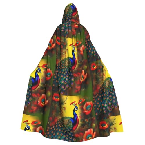 SAISAIXU Pfauenblumen Kapuzenumhang Unisex Festlicher und lustiger Umhang für Themenpartys, Halloween und besondere Anlässe, Einheitsgröße von SAISAIXU