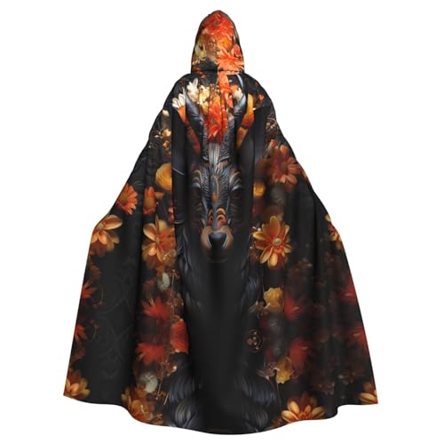 SAISAIXU Schwarze Antilope mit Blumen Kapuzenumhang Unisex Festlicher und lustiger Umhang für Mottopartys, Halloween und besondere Anlässe, Einheitsgröße SAISAIXU Schwarze Antilope mit Blumen Kapuzenumhang Unisex Festlicher und lustiger Umhang für Mottopartys, Halloween und besondere Anlässe, Einheitsgröße von SAISAIXU