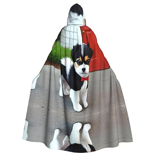 SAISAIXU Schwarzer und weißer Welpen-Umhang mit Kapuze, Unisex, festlicher und lustiger Umhang für Themenpartys, Halloween und besondere Anlässe, Einheitsgröße SAISAIXU Schwarzer und weißer Welpen-Umhang mit Kapuze, Unisex, festlicher und lustiger Umhang für Themenpartys, Halloween und besondere Anlässe, Einheitsgröße von SAISAIXU