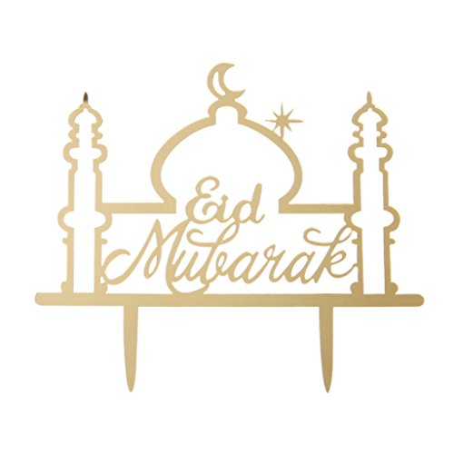 SAKEIOU Eid Mubarak Ramadan Hochzeitstorte Topper Muslim Islam Party Cupieceake Decor Hohle Kuchen Topper Gold von SAKEIOU