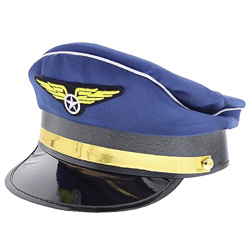 SAKEIOU Vintage Flugmütze für Rollenspiele, Party-Requisite für Erwachsene, Piloten-Kapitän-Kappe mit Abzeichen für Bühnenauftritte, Kostüm-Kopfschmuck von SAKEIOU