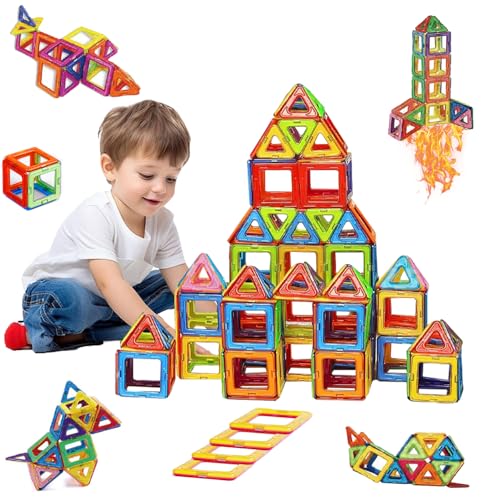 SAKOTE Magnetische Bausteine,Magnetspielzeug Magneten Kinder Magnet Spielzeug,Frühe Bildungsbau Magnetfliesen Gebäude Set Geschenk für Kinder ab 3 4 5 6 7 8 Jahre von SAKOTE