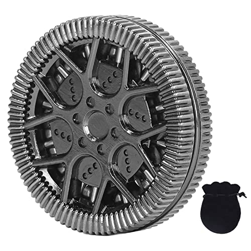 Hohles Nabenmuster, ADHS, Haptische Münze, Fidget Slider, Metall-Zappelspielzeug für Erwachsene, Angst, Stressabbau, Push-Slider-Spielzeug für Spaß Am Schreibtisch (Silber schwarz) von SALALIS
