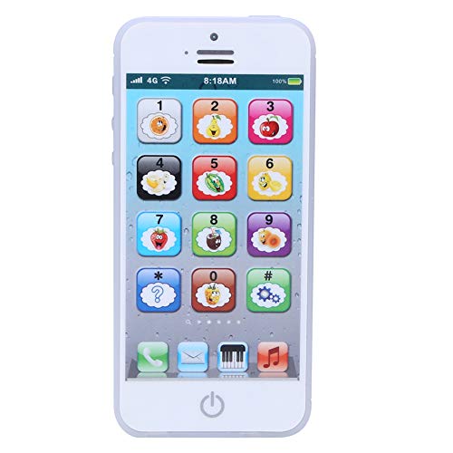 SALALIS Kleinkinder Handy Spielzeug Telefon, Kind Baby Musik Lernmaschine Licht Touchscreen Spielzeug Englisch Lerntelefon Spielzeug für Kinder Frühunterricht(Weiß) von SALALIS