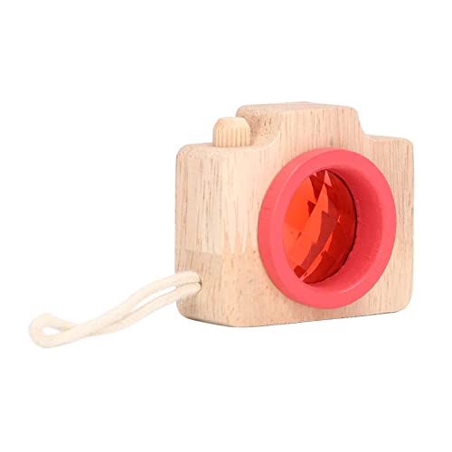 SALALIS Prismenlinsen-Spielzeug aus Holz, Mini-Babykamera-Spielzeug aus Holz, Rollenspiel-Kamera-Spielzeug, Bienenaugen-Effekt, Einzigartig mit Multi-Prismen-Linse für Kleinkinder und Kinder(Rot) von SALALIS