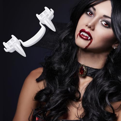 Vampirzähne Reißzähne Halloween, Versenkbare Vampirzähne Reißzähne, Halloween Zahnersatz, Halloween Vampirgebiss, Halloween Vampir Fangs, für Halloween Cosplay Zubehör (Weiß1) von SALGIA