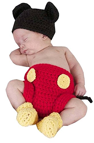 SAMGU Neugeborene Fotografie Prop Baby Kostüm niedlich Crochet Strickmütze Cap Mädchen Jungen Windel Schuhe von SAMGU