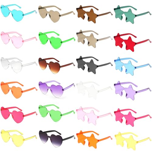 SAMISO Herz Sonnenbrille,Party Brille,24 Paar Randlose Sonnenbrillen in Herzform/Stern,für Hochzeit Geburtstag Strand Party Foto Requisiten SAMISO Herz Sonnenbrille,Party Brille,24 Paar Randlose Sonnenbrillen in Herzform/Stern,für Hochzeit Geburtstag Strand Party Foto Requisiten von SAMISO
