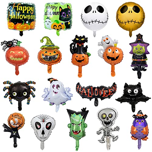 SAMSYOKI 18 Stück Halloween Deko Luftballons - Fledermaus, Spinne, Kürbis, Hexe, Skelett, Geist Helium Ballon Set für Bar, Home, Kinder Grusel Party Dekorationen SAMSYOKI 18 Stück Halloween Deko Luftballons - Fledermaus, Spinne, Kürbis, Hexe, Skelett, Geist Helium Ballon Set für Bar, Home, Kinder Grusel Party Dekorationen von SAMSYOKI