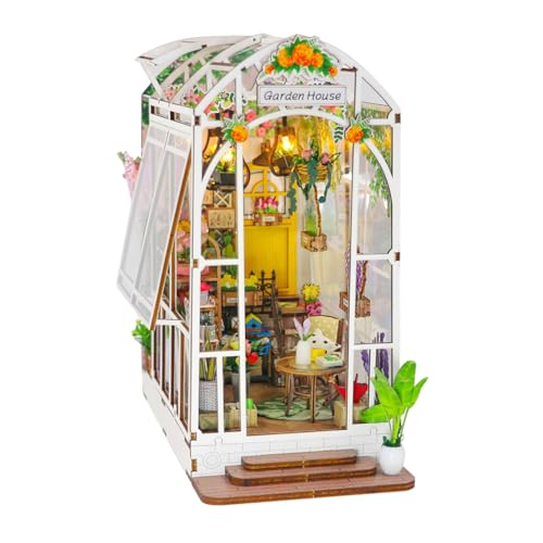 Book Nook Puppenhaus aus Holz, DIY, Miniatur, Hausmodell Puzzle mit LED-Lichtern, Haus, Dekoration der Bibliothek, (KIT 3) von SANAAA