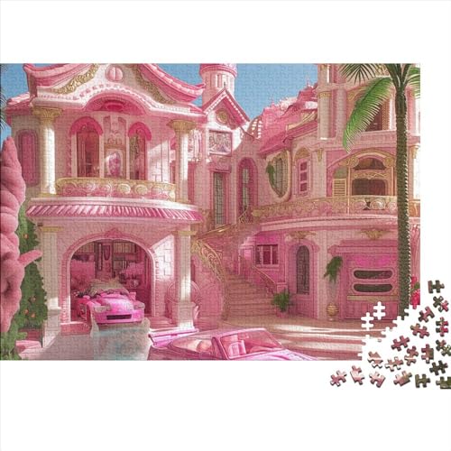 Barbie-Haus Puzzles Für Erwachsene 1000 Teile, Niedliches rosa Haus 1000 Puzzleteilige, Bwechslungsreiche Puzzle Für Erwachsene, Premium Quality, Familiendekorationen 1000pcs (75x50cm) von SANDUOHUA