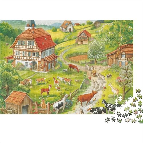 BauernhofHausPuzzles Für Erwachsene 500 Teile, Cartoon Homestead Puzzle 500 Teile, Bwechslungsreiche Puzzle Erwachsene, Puzzle Erwachsene, Familiendekorationen 500pcs (52x38cm) von SANDUOHUA