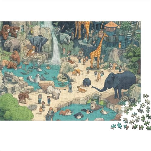 Eine Szene aus einem Zoo1000 Stück Puzzles Für Erwachsene, Tiere MenschenPuzzle 1000 Teile, Bwechslungsreiche Puzzle Erwachsene, Puzzle-Geschenk, Familiendekorationen 1000pcs (75x50cm) von SANDUOHUA