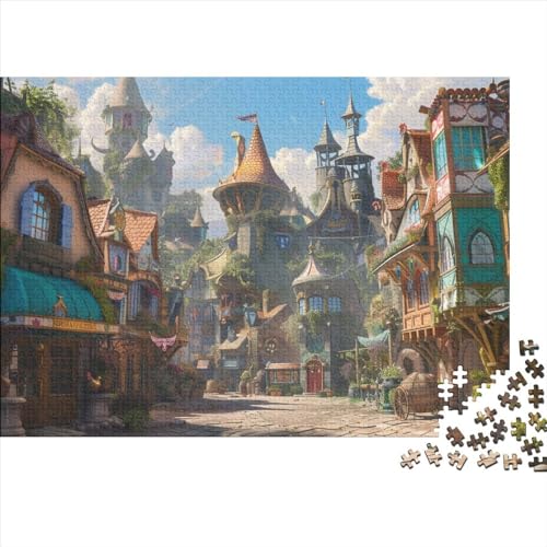 Fantasy Town Puzzle 300 Teile Erwachsener, Dorf300 Puzzleteilige, Bwechslungsreiche Puzzle Für Erwachsene, Spielzeug Geschenk, Familien-Puzzlespiel 300pcs (40x28cm) von SANDUOHUA