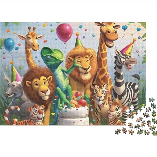 Happy Birthday Card Puzzle 1000 Teile Erwachsener, Löwenaffen Giraffen1000 Puzzleteile, Bwechslungsreiche Puzzle Für Erwachsene, Puzzle Erwachsene, Familien-Puzzlespiel 1000pcs (75x50cm) von SANDUOHUA