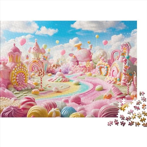 Süßigkeiten-Haus Puzzle 1000 Teile Erwachsener, City aus Bonbons 1000 Puzzleteile, Bwechslungsreiche Puzzle Erwachsene, Spielzeug Geschenk, Familiendekorationen 1000pcs (75x50cm) von SANDUOHUA