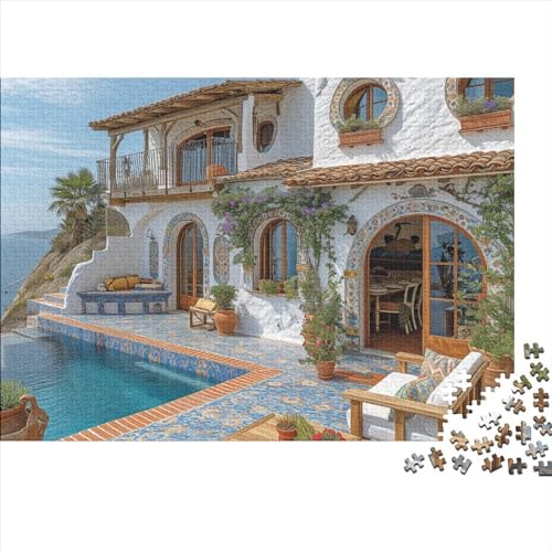 Villa am Strand Puzzle 300 Teile Erwachsener, 300 Puzzleteilige, Bwechslungsreiche Puzzle Erwachsene, Puzzle-Geschenk, Familien-Puzzlespiel 300pcs (40x28cm) von SANDUOHUA