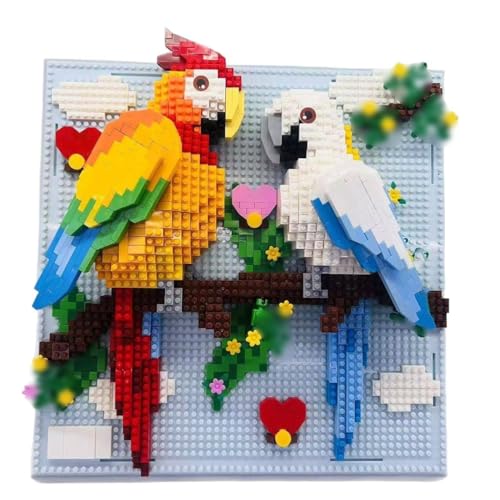 Papagei, Vogel, Tier, Wandkunst, Mikro-Mini-Bausatz, einzigartiges 3D-Wanddekor oder Tischdisplay, Geschenk für Sammler und Bastelbegeisterte – über 1700 Teile (Papagei) von SANFUNET