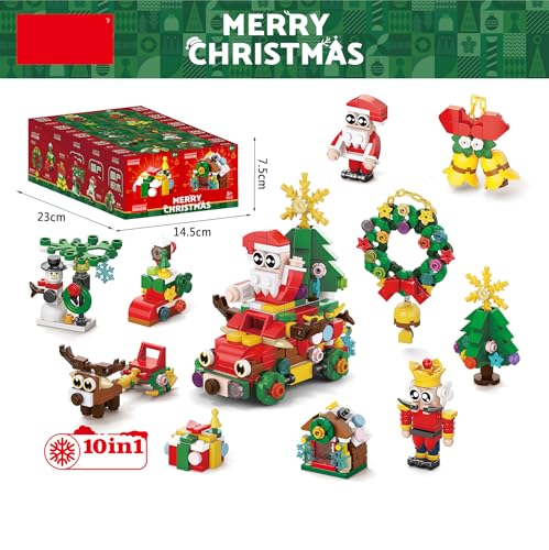 SANFUNET Adventskalender 2025, Weihnachtsbausatz, 10-in-1-Weihnachtsfeier-Blockset, Geschenke für Jungen und Mädchen im Alter von 3–12+ von SANFUNET