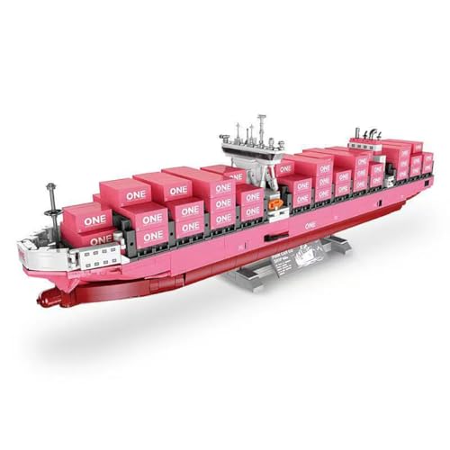 SANFUNET Containerschiff Baustein, 1446 Tteiliger Frachter Bausteine Bausatz, Schlachtschif Modellbausatz, kreatives Spielzeuggeschenk für Erwachsene und Kinder von SANFUNET