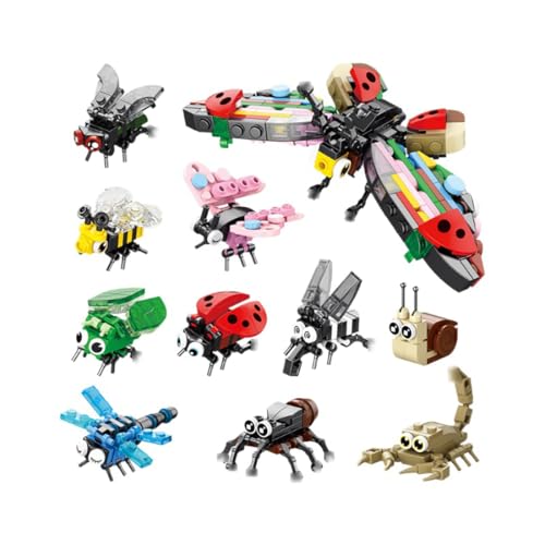SANFUNET Insekten 10 in 1 Tier Bausteine Bausätze, 318PCS STEM Tiere Insekt & Reptilien Klemmbausteine, Weihnachten Geburtstag Party Geschenke für Teenager ab 16 Jahre von SANFUNET