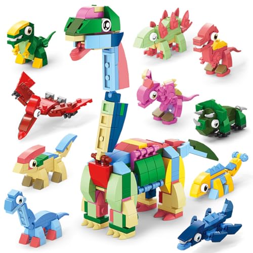SANFUNET Jurassic 10 in 1 Tier Bausteine Bausätze, 371PCS STEM Tiere Insekt & Reptilien Klemmbausteine, Weihnachten Geburtstag Party Geschenke für Teenager ab 16 Jahre von SANFUNET
