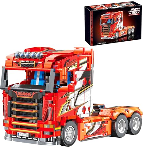 SANFUNET LKW Bausteine Bausatz, Rot Truck-Bausatz für Scania Tractor Truck, King of The Road“ Rot Car – Neue Wahl für Sammler mechanischer Modell-1708 PCS SANFUNET LKW Bausteine Bausatz, Rot Truck-Bausatz für Scania Tractor Truck, King of The Road“ Rot Car – Neue Wahl für Sammler mechanischer Modell-1708 PCS von SANFUNET