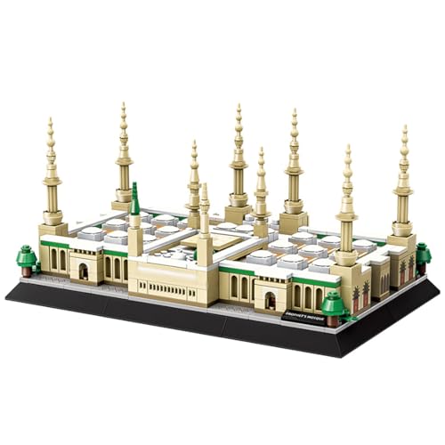 SANFUNET Prophet‘s Mosque Architecture Modellbausatz, 594 Teile Paradise Prayer Hall Bausteinmodell, Muslim Blocks Hajj kit eid Toys für Erwachsene Kinder von SANFUNET