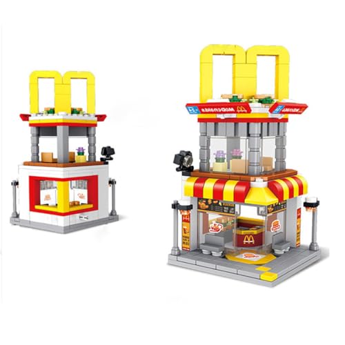 SANFUNET Street View Burger Shop Mini Bausteine, MOC Kreatives Bauspielzeug Modellset für Mädchen von 6–12 Jahren, Simulationsarchitektur Konstruktionsspielzeug (243 Teile) von SANFUNET