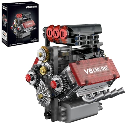 SANFUNET V8 Motor Modellbausätze, DIY Modellbausatz mit über 478 Teilen, STEM Experimentierset für Mechanik und Konstruktion, Geschenk für Kinder und Erwachsene von SANFUNET