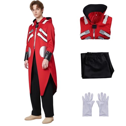 SANJSJHXJ Dr. Eggman Cosplay Kostüm, Ivo Robotnik Cosplay Outfit Komplettes Set mit Handschuhen für Halloween Karneval Party (Rot, XXL) von SANJSJHXJ