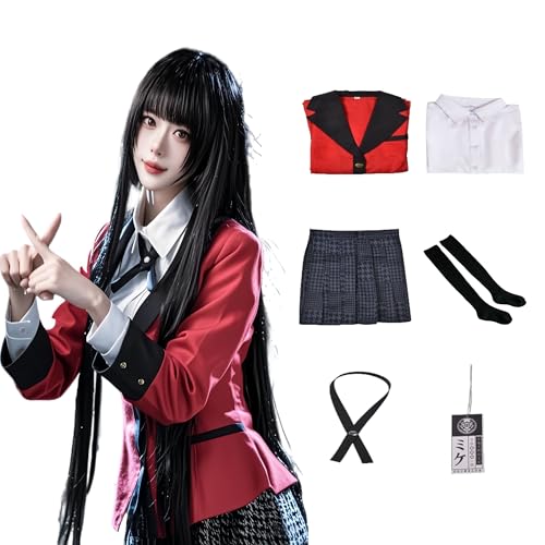 SANJSJHXJ Jabami Yumiko Cosplay-Kostüm, zwanghafter Gambler, Yumiko, Cosplay, komplettes Set, Uniform mit Ausweiskette, roter japanischer Schuluniformrock für Halloween, Comic-Con (Jabami Yumiko ohne SANJSJHXJ Jabami Yumiko Cosplay-Kostüm, zwanghafter Gambler, Yumiko, Cosplay, komplettes Set, Uniform mit Ausweiskette, roter japanischer Schuluniformrock für Halloween, Comic-Con (Jabami Yumiko ohne von SANJSJHXJ