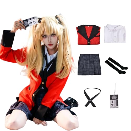 SANJSJHXJ Jabami Yumiko Cosplay-Kostüm, zwanghafter Gambler, Yumiko, Cosplay, komplettes Set, Uniform mit Ausweiskette, roter japanischer Schuluniformrock für Halloween, Comic-Con (Saotome Meari ohne SANJSJHXJ Jabami Yumiko Cosplay-Kostüm, zwanghafter Gambler, Yumiko, Cosplay, komplettes Set, Uniform mit Ausweiskette, roter japanischer Schuluniformrock für Halloween, Comic-Con (Saotome Meari ohne von SANJSJHXJ