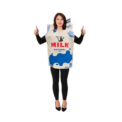 SANJSJHXJ Milk Costume Set for Adults, Milk Carton Cosplay Box, Food Funny couples costume for Halloween Christmas, drink and food theme cosplay (White & Blue, Milk) von SANJSJHXJ