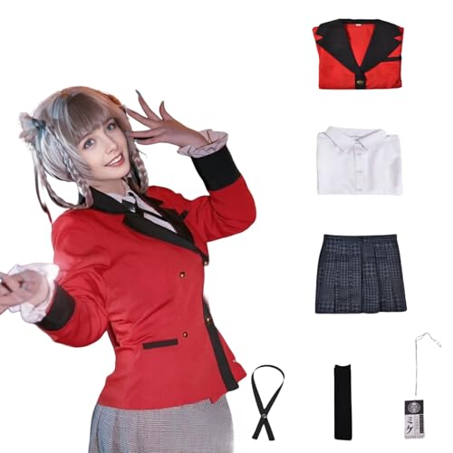 SANJSJHXJ Momobami Kirari Cosplay Kostüm, Ririka Momobamis Schwester Cosplay Kleid, Rot JK Uniform mit Zweireiher für Halloween (Rot, M) von SANJSJHXJ