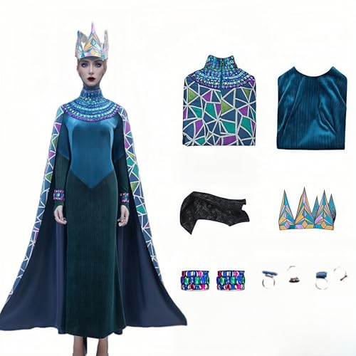 SANJSJHXJ Prinzessin Snow Stiefmutter Cosplay Kostüm, Böse Stiefmutter Cosplay Kleid, Blaues Kleid mit Seil und Krone für Halloween (Blau, M) von SANJSJHXJ
