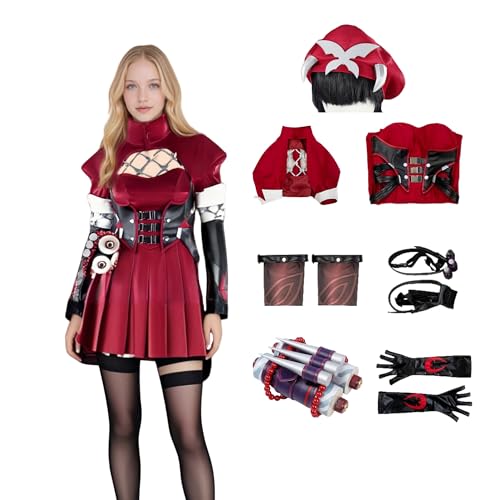 SANJSJHXJ Psylocke Cosplay-Kostüm für Damen, Superhelden-Overall mit Strümpfen und rotem Gürtel, Anzug für Halloween (Rot, Typ 2, XS) von SANJSJHXJ