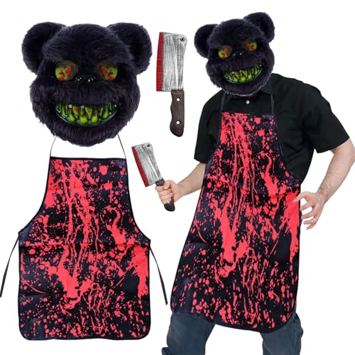 SANLIUSANJIU Halloween Maske Horror-Bär Kostüm, 3 Stück Halloween Bär Gruselkostüm mit Maske, Gruselige Bär Maske, Erwachsene & Teenager Eine Größe passt allen SANLIUSANJIU Halloween Maske Horror-Bär Kostüm, 3 Stück Halloween Bär Gruselkostüm mit Maske, Gruselige Bär Maske, Erwachsene & Teenager Eine Größe passt allen von SANLIUSANJIU