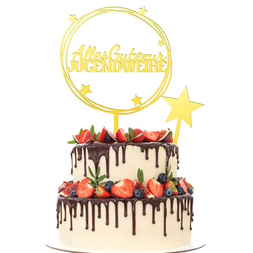SANNIX Jugendweihe Tortendeko, 2 Stück Jugendweihe Cake Topper Gold Kuchen Deko Jugendweihe Tortendeko für Jungen und Mädchen Partyzubehör SANNIX Jugendweihe Tortendeko, 2 Stück Jugendweihe Cake Topper Gold Kuchen Deko Jugendweihe Tortendeko für Jungen und Mädchen Partyzubehör von SANNIX