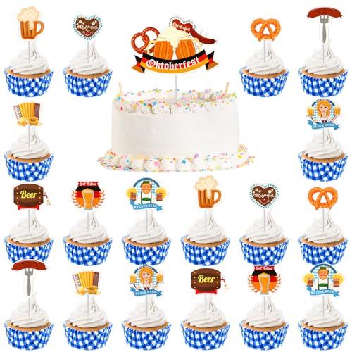 SANNIX Oktoberfest Cupcake Topper, 19 Stück Oktoberfest Deko Oktoberfest Tortendeko Deutsches Bierfest Dessert Kuchendekoration für bayerisches Oktoberfest, Bierfest Party, Geburtstagsparty SANNIX Oktoberfest Cupcake Topper, 19 Stück Oktoberfest Deko Oktoberfest Tortendeko Deutsches Bierfest Dessert Kuchendekoration für bayerisches Oktoberfest, Bierfest Party, Geburtstagsparty von SANNIX