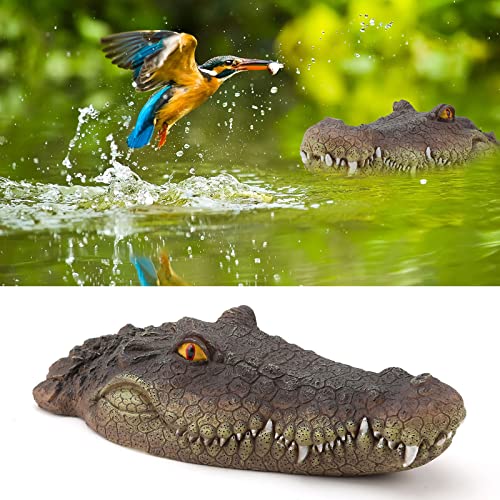 SANON Schwimmender Krokodilkopf Detaillierter gefälschter Alligatorkopf für Teichschutz Dekoration von SANON