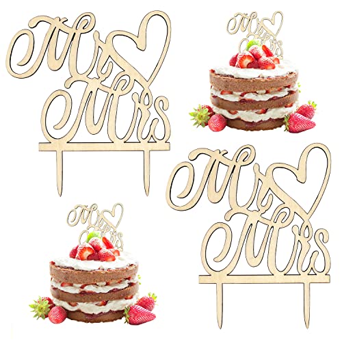 Cake Topper Tortenstecker Hochzeit 2Stk Tortendeko Kuchendekoration Holz für Hochzeitstorten und Partytorten (Mr&Mrs) von SANOU