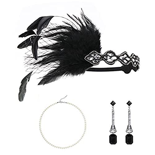 SANRLO Flapper-Zubehör für Damen, Party-Kostüm, Stirnband, Halskette, Ohrringe, Handschuhe, Halter für Cocktail-Party, Abschlussball SANRLO Flapper-Zubehör für Damen, Party-Kostüm, Stirnband, Halskette, Ohrringe, Handschuhe, Halter für Cocktail-Party, Abschlussball von SANRLO