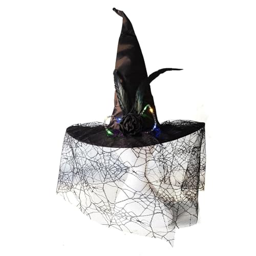 SANRLO Hexenhut für Erwachsene, Zaubererhut, Cosplay, Party, Kopfbedeckung, Halloween, Kostüm, Hut, Karneval, Party, spitzer Hut mit Fransen SANRLO Hexenhut für Erwachsene, Zaubererhut, Cosplay, Party, Kopfbedeckung, Halloween, Kostüm, Hut, Karneval, Party, spitzer Hut mit Fransen von SANRLO