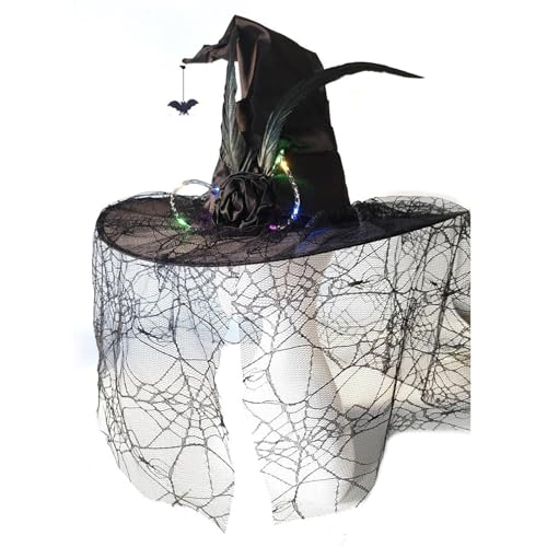 SANRLO Hexenhut für Erwachsene, Zaubererhut, Cosplay, Party, Kopfbedeckung, Halloween, Kostüm, Hut, Karneval, Party, spitzer Hut mit Fransen SANRLO Hexenhut für Erwachsene, Zaubererhut, Cosplay, Party, Kopfbedeckung, Halloween, Kostüm, Hut, Karneval, Party, spitzer Hut mit Fransen von SANRLO