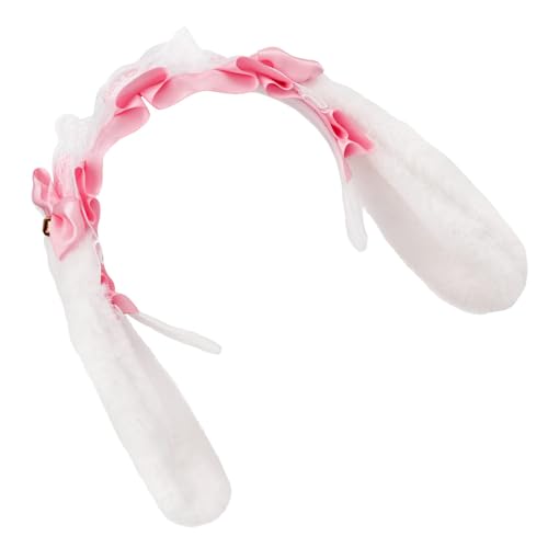 Schöne Kaninchen Ohrhaarband Für Frauen Mädchen Anime Maid Spitze Ribbon Bowknot Stirnband Rollenspiel Kostüm Kopfbedeckung Accessoire von SANRLO