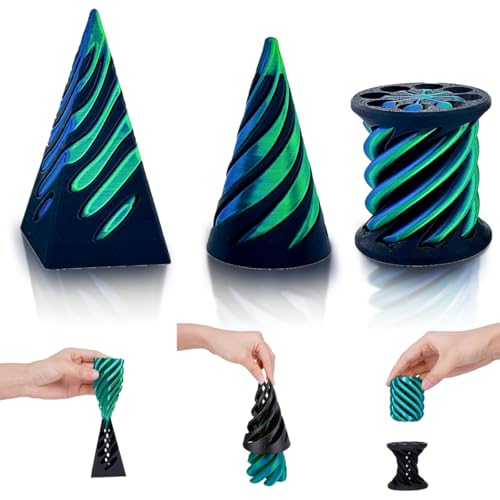 Impossible Cone (3PCS), 3D-Druck Spiral Cone Fidget Toy, Pyramid Spirale Spielzeug Passthrough Sculpture, Skulptur Stress Relief Desktop Dekorationen Spielzeug für Kinder Erwachsene Geschenk (Green) von SANSGOUP