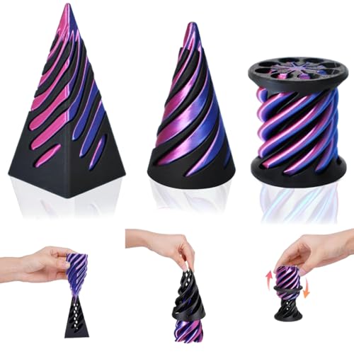 Impossible Cone (3PCS), 3D-Druck Spiral Cone Fidget Toy, Pyramid Spirale Spielzeug Passthrough Sculpture, Skulptur Stress Relief Desktop Dekorationen Spielzeug für Kinder Erwachsene Geschenk (Purple) von SANSGOUP